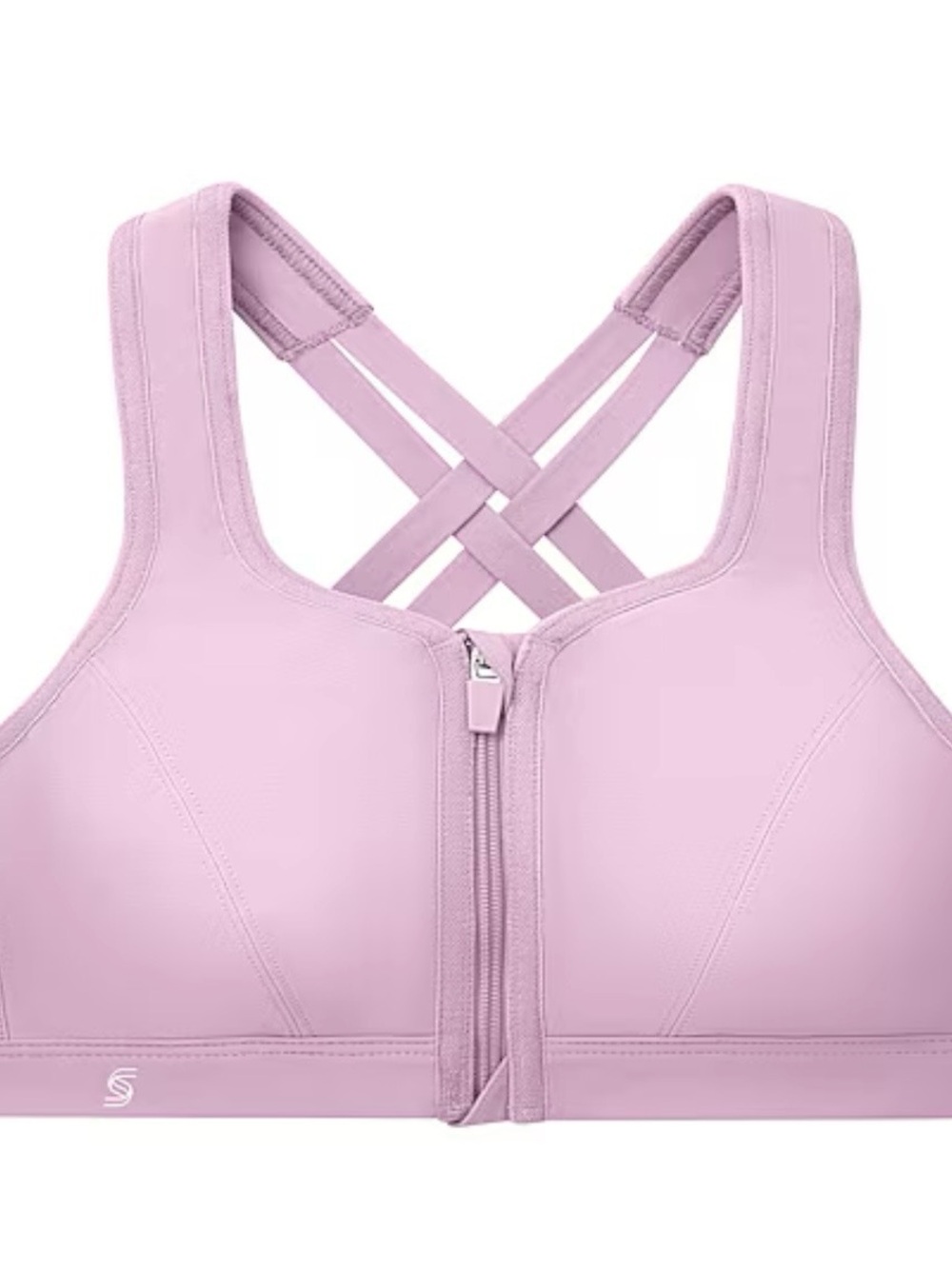 GLAMORISE SPORT Front-Close Zip Criss-Cross Racer Back Lavender Sports Bra 40 F